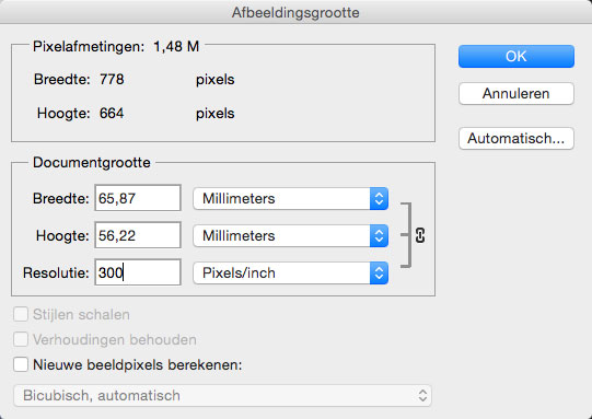 Resolutie afbeelding controleren